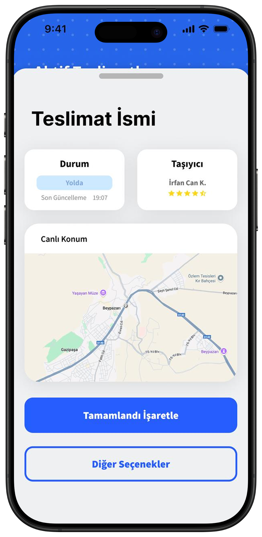 Kolayyük uygulamasında teklif verme akışı